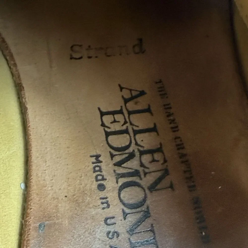 Allen Edmonds Strand Men's Size 9.5 Brown Leather Cap-Toe Dress Lace Up Oxfords